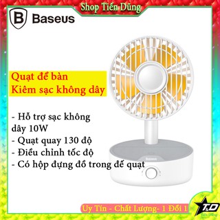 Quạt để bàn thông minh hỗ trợ sạc không dây Baseus Hermit desktop wireless charger with oscillating fan 4W quạt, 10W sạc
