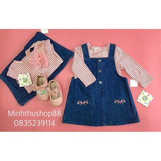 [HÀNG MỚI VỀ] Sét yếm jean kèm áo cotton Little Me cực xinh