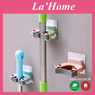 Móc dán tường kẹp chổi, cây lau nhà La'Home, móc treo chổi chịu lực 6kg