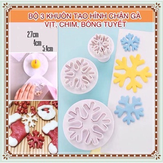 Bộ 3 Khuôn Tạo Hình Chân Gà, Vịt, Chim, Bông Tuyết 3 cỡ làm bánh bao tạo hình, bánh mì tạo hình M263