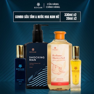 Combo Sữa tắm nam Shocking Man 330ml &amp; Sữa tắm Nữ 330ml &amp; Nước hoa nam Shocking Man 35ml &amp; Nước hoa Nữ Nice Girl 20ml