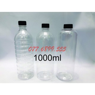 20 Chai nhựa 1000ml (1 Lít) - chai nắp đen