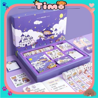 Sổ Tay Washi Tape Sticker Cute Hộp Quà Tặng Combo Dụng Cụ Dán Bullet Journal TIMO WS15