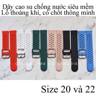 Dây đồng hồ cao su thoáng khí size 20 và 22 chốt thông minh cho Smartwatch và đồng hồ truyền thống