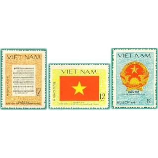 Tem sưu tập MS 371 Tem Quốc Kỳ Quốc Ca Quốc Huy Việt Nam 1980 ( 3 Tem )