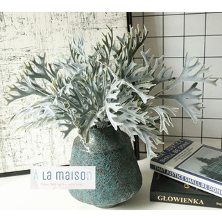 Bó lá tuần lộc phủ bạc cao 38cm dùng decor trang trí nhà cửa, hoa cưới, hoa cô dâu