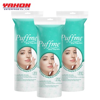 BỘ 3 BÔNG TẨY TRANG TRÒN PUFFME 80 MIẾNG