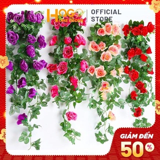 Chùm hoa hồng giả treo tường trang trí nội thất dài 100cm