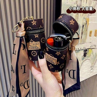 Túi bucket mini đựng son có móc khóa trang trí họa tiết hoa thời trang phong cách retro