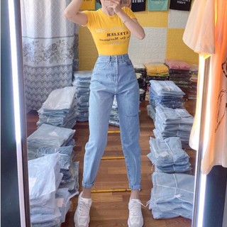 (Bigsize 30-36) Quần Baggy Rách 1 Đùi, Lưng Cao Trên Rốn, Siêu Tôn Dáng