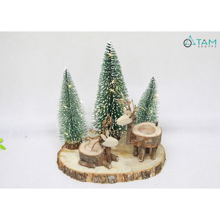 Bộ chân nến tiểu cảnh Giáng sinh 2 tuần lộc X-CHNEN-03