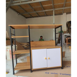 Kệ Nhà Bếp - Kệ Để Lò Vi Sóng Khung Sắt Sơn Tĩnh Điện Sàn Gỗ MDF Cao Cấp
