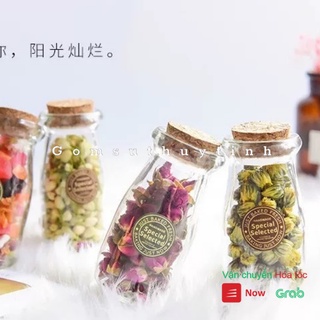 Lọ thủy tinh nút gỗ ép 100ml tặng kèm dây dừa trang trí
