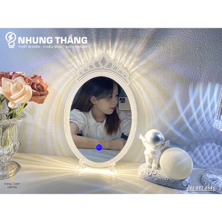 Gương Để Bàn,Gương Trang Điểm Cảm Ứng Có Đèn GTD-1096 - 3 Chế Độ Ánh Sáng - Pin Sạc Tích Điện Sử Dụng Đến 6-8 Tiếng