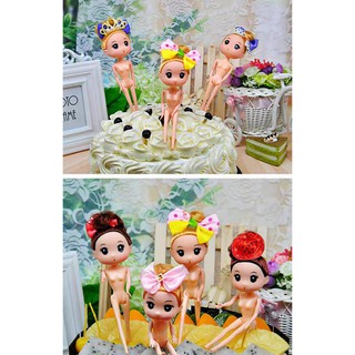 Búp bê chibi dễ thương trang trí bánh sinh nhật cho bé (Giao màu nơ ngẫu nhiên)