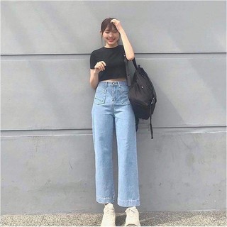 [ Ơ KÌA AI HOT NHƯ EM!! ] QUẦN JEAN ỐNG RỘNG NỮ CAO CẤP NITIQC 2 TÚI TRƯỚC CHÉO CỰC HOT-NL12358