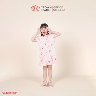 Váy đầm hồng Cherry cho bé gái chính hãng Crown Space CKGS2810406.P
