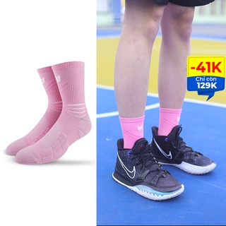 Tất thể thao R02 Redikick Hồng chống trượt thoáng khí có đệm chuyên dụng bóng rổ bóng đá chuyên nghiệp cao cổ nam nữ
