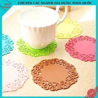 Lót ly silicon hình hoa chống trượt nhiều màu