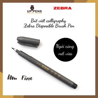 Bút lông đầu cọ viết calligraphy Zebra Disposable Brush Pen - Fine Tip (Ngòi nét vừa)