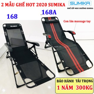 Ghế xếp ngã thành giường SUMIKA 168, 168A - tải trọng 300kg,bảo hành 1 năm( tặng khay để ly)