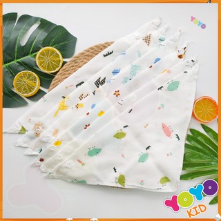 Khăn Yếm Tam Giác Cho Trẻ, Yoyokid Hàng Xuất Hàn Cao Cấp 2 Lớp, Vải Mềm Mịn Có Cúc Bấm, Thấm Hút Tốt