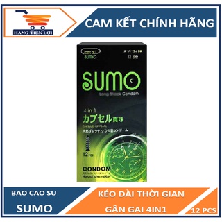 Bao cao su gân gai kéo dài thời gian Sumo 4in1 - 12 chiếc