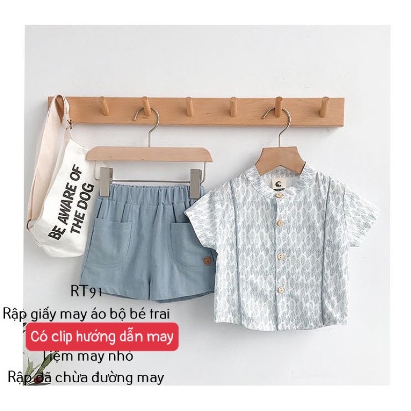 RT91_rập giấy may bộ đồ bé trai