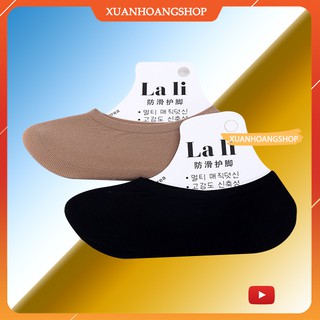 Tất Hài Nữ Lười Ngắn Màu Đen, Da Nửa Bàn Chân Lali, Vớ Hàn Quốc Đẹp Siêu Dai, Chống Xước ( 1 đôi )