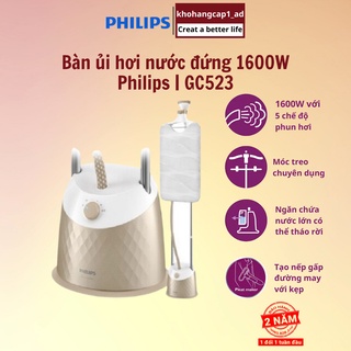 Bàn ủi hơi nước đứng Philips có giá treo đồ hộp chứa nước lớn với 5 chế độ phun hơi 1600W GC523 /68 BH 2 năm khohangcap1