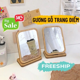 Gương Để Bàn Trang Điểm Bằng Gỗ Phong Cách Hàn Quốc Sang Trọng Khung Gỗ Bền Chắc Độc Đáo titan.st
