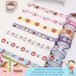 <Video Review>Băng Keo Dính Washi Tape DIY In Họa Tiết Gấu Thỏ Trang Trí Sổ Tay Nhật Kí Khay Đựng Bút Teeci591
