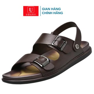 Dép Quai Ngang Nam Da Bò Udany Trẻ Trung Cá Tính Có Đế Chống Trơn Trượt - DQN17
