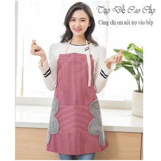 Tạp Dề Cao Cấp Họa Tiết Kẻ Sọc có túi siêu xinh