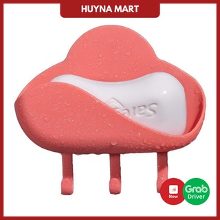 Kệ Đựng Xà Phòng Hình Đám Mây Dán Tường Kèm Móc Treo Đồ Tiện Lợi Huyna Mart NT26