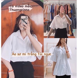 Áo Sơ mi trắng cộc tay túi ngực Áo sơ mi học sinh