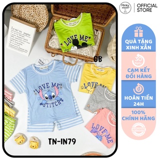 [SALE] Bộ Cộc Tay Cho Bé Trai, Bé Gái Minky Mom Vải Thun Lạnh In Chữ LOVE ME Cổ Viền, Đồ Bộ Cho Bé Mặc Nhà MKM2222