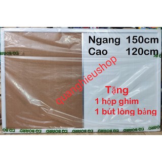 Bảng combo từ trắng + ghim bần kích thước 120 x 150cm trặng kèm bút, ghim