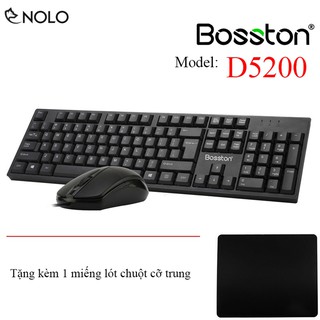 Bộ Combo Bàn Phím Chuột Có Dây Bosston Model D5200 Tặng Kèm Miếng Lót Chuột Cỡ Trung