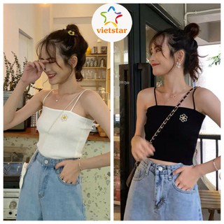 Áo 2 dây nữ ôm HOA NGỰC áo hai dây croptop chất thun gân mềm mịn - VIETSTAR