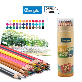 Bút chì màu chuyên nghiệp dạng cốc tẩy được GuangBo 36-24-18-12 màu - vỏ giấy thân thiện môi trường - 06042-43-44-45