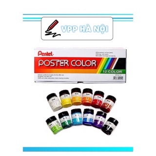 Màu Poster Color Pentel 12 màu màu nước Pentel 12 màu WPU2-12 - Màu POSTER Pentel lọ thuỷ tinh Vpp Hà Nội ( mua 1 sản ph