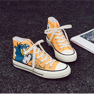 [THANH LÝ] GIÀY VẢI CAO CỔ NỮ đế bằng họa tiết Tom &amp; Jerry cute thiệcc