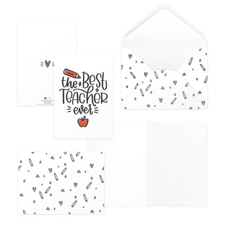 Thiệp 20/11 mừng thầy cô cảm ơn giáo viên THE BEST TEACHER EVER 12,5x17,6 SDstationery INSPIRING typography chữ viết tay