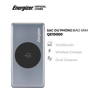 Sạc dự phòng Energizer BÁO XÁM 10,000mAh QE10000 - tích hợp sạc không dây 5W, 3 cổng output tiện lợi - Hàng chính hãng