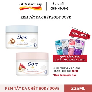 Kem Tẩy Da Chết Toàn Thân Dove Exfoliating Body Polish - Hàng Đức 225ml - Dành Cho Mọi Loại Da, Dưỡng Trắng Da, Mờ Thâm