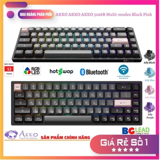 [Chính hãng] Bàn phím cơ AKKO 3068B Multi-modes Black Pink Bluetooth 5.0|Wireless 2.4Ghz|Hotswap|Foam tiêu âm