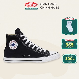 Giày Sneaker [REAL] Converse-Classic-Hi-Black-White