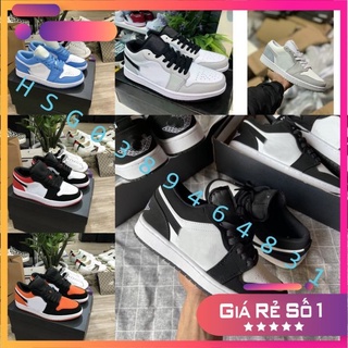 Giày 𝐉 1 low panda cổ thấp, cổ cao màu đen trắng nam nữ, Giày J low panda bản đẹp màu đen trắng