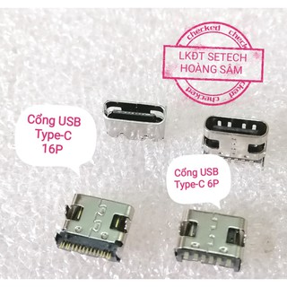 Cổng USB TYPE-C 6P 16P 24P chân dán (1 chiếc)